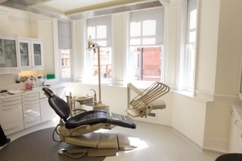 Treatment room and dentist chair at The London Lingual Orthodontic Clinic