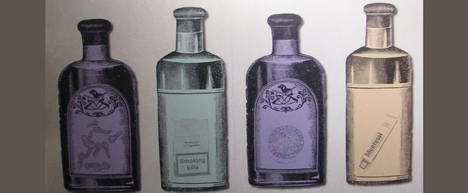 Vintage coloured bottles