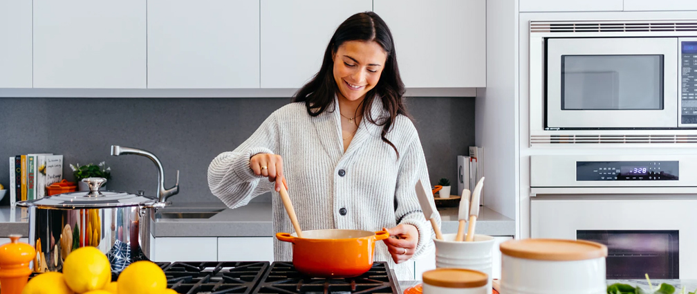 Cooking in the kitchen